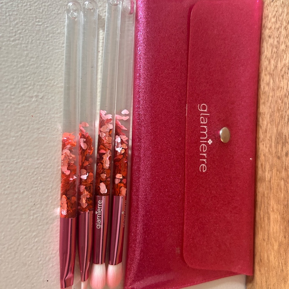 Glamierre Red Glitter Makeup Brush Set